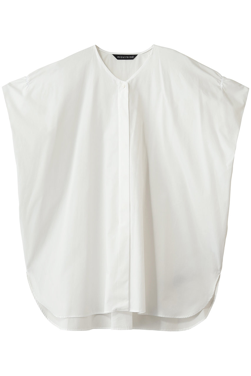 ミズイロインド/mizuiro indのV neck wide tunic shirt シャツ(off white/2-230118A)