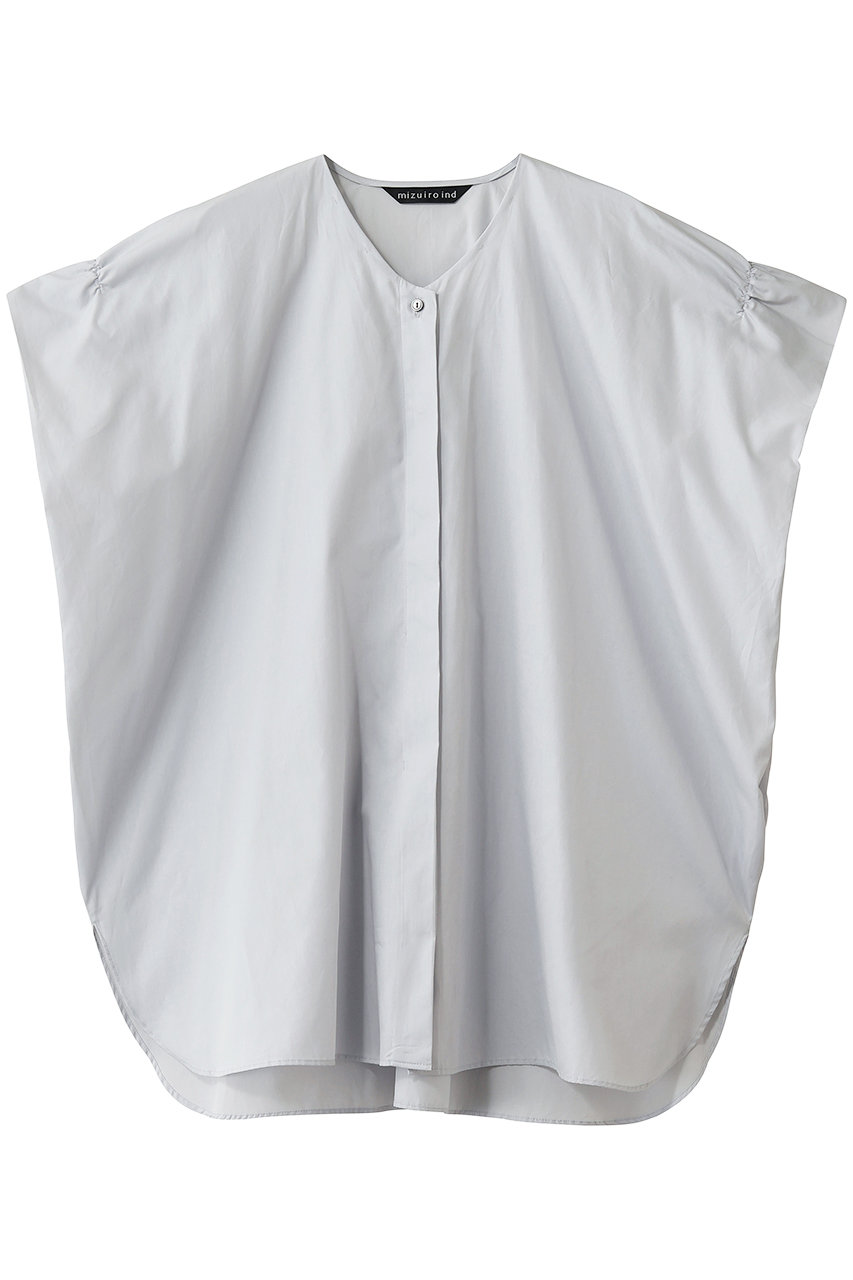 ミズイロインド/mizuiro indのV neck wide tunic shirt シャツ(l.gray/2-230118A)
