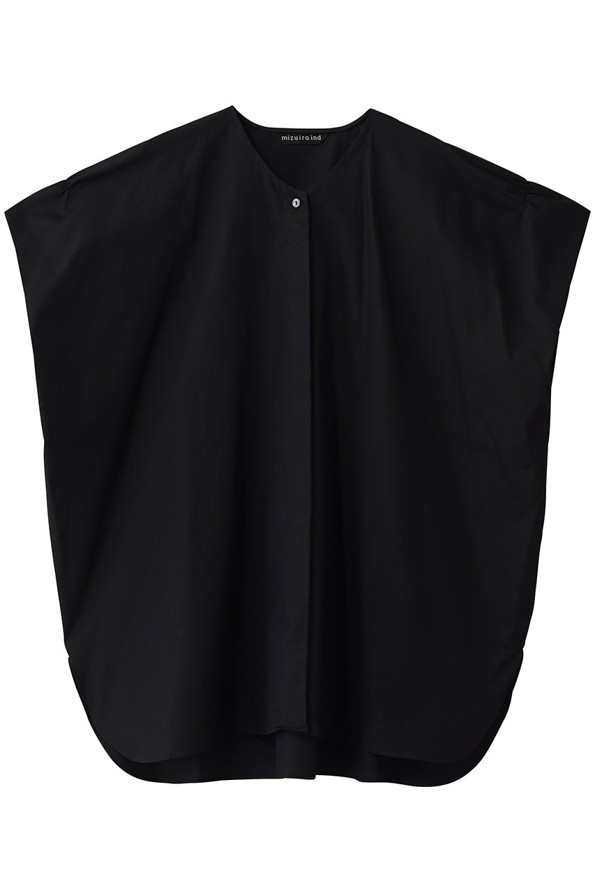 ミズイロインド/mizuiro indのV neck wide tunic shirt シャツ(black/2-230118A)