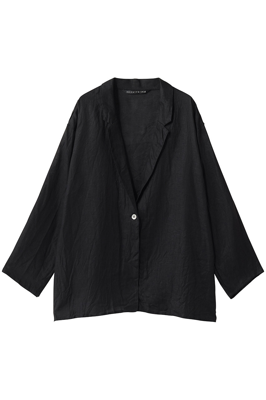 ミズイロインド/mizuiro indのlinen shirt JK ジャケット(black/2-230147)