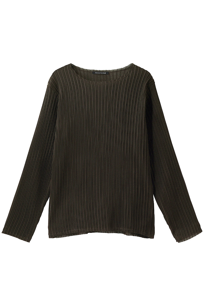 ミズイロインド/mizuiro indのpleats like crew neck P/O プルオーバー(khaki/3-210071)
