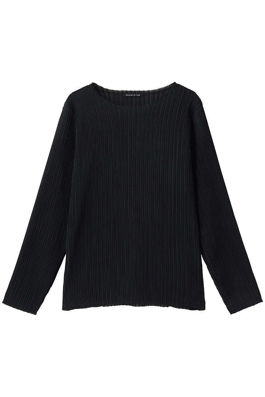 ミズイロインド/mizuiro indのpleats like crew neck P/O プルオーバー(black/3-210071)