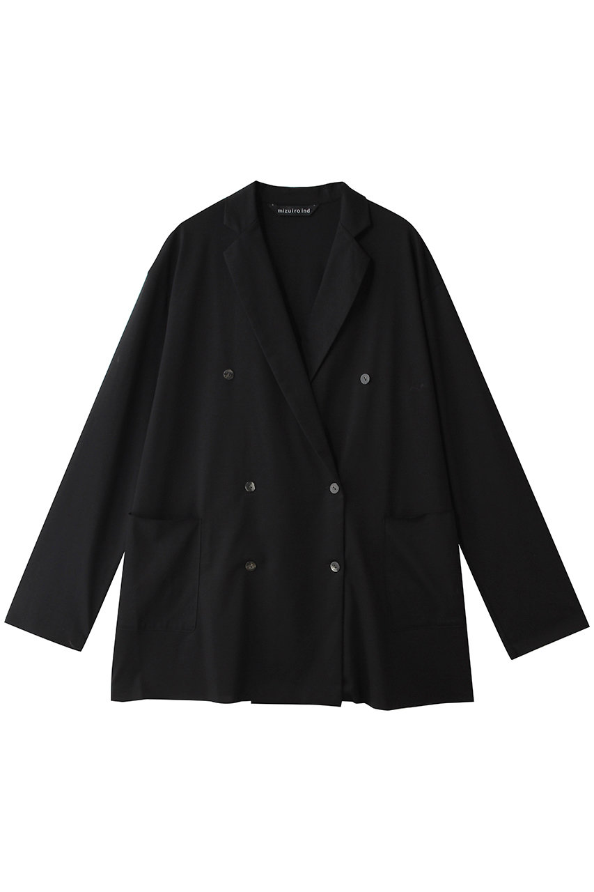 ミズイロインド/mizuiro indのcut double breasted C/D カーディガン(black/3-210067)