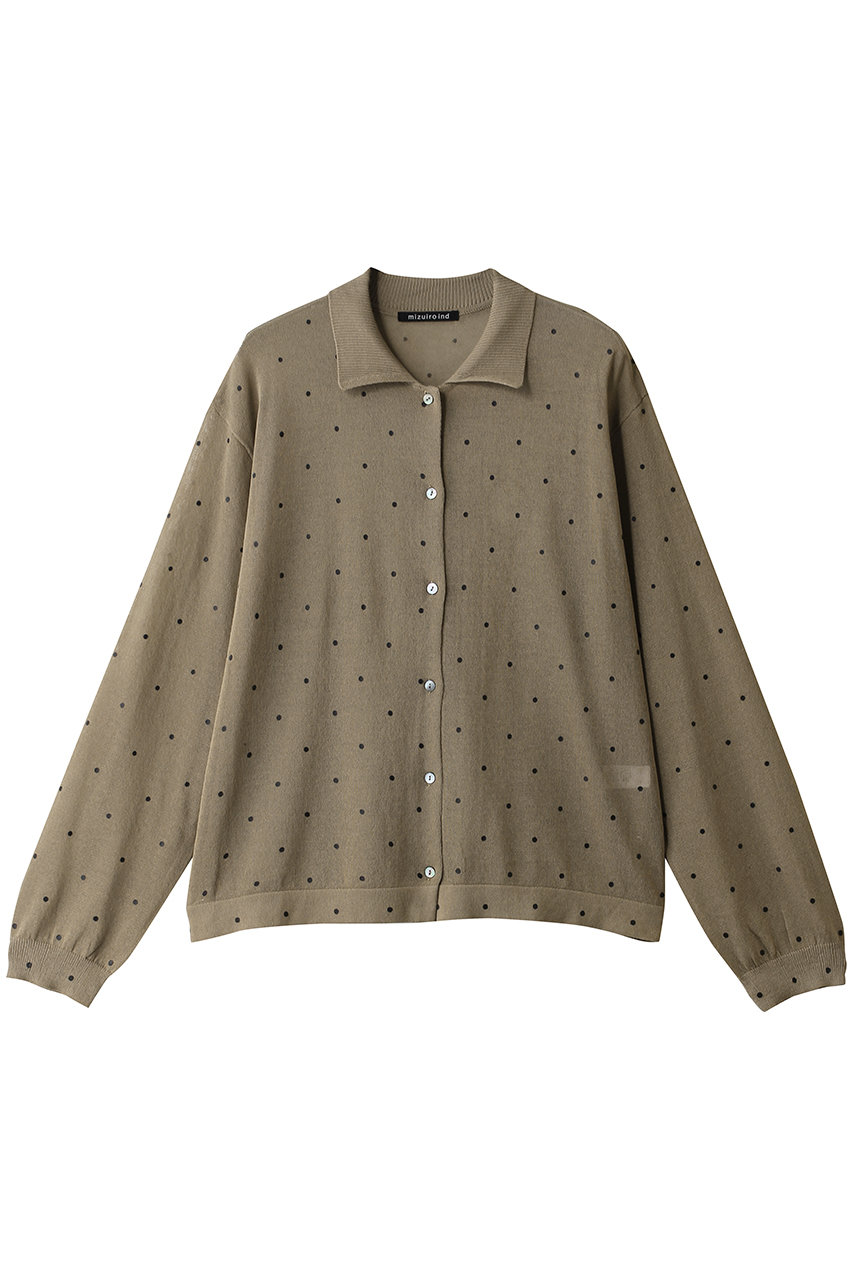 ミズイロインド/mizuiro indのdots print polo C/D カーディガン(beige/3-220156)