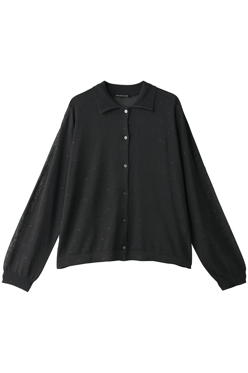 ミズイロインド/mizuiro indのdots print polo C/D カーディガン(c.gray/3-220156)