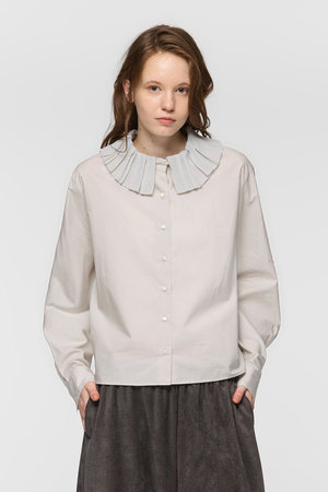 ミズイロインド/mizuiro indのpleats collar shirt シャツ(110400/110403)