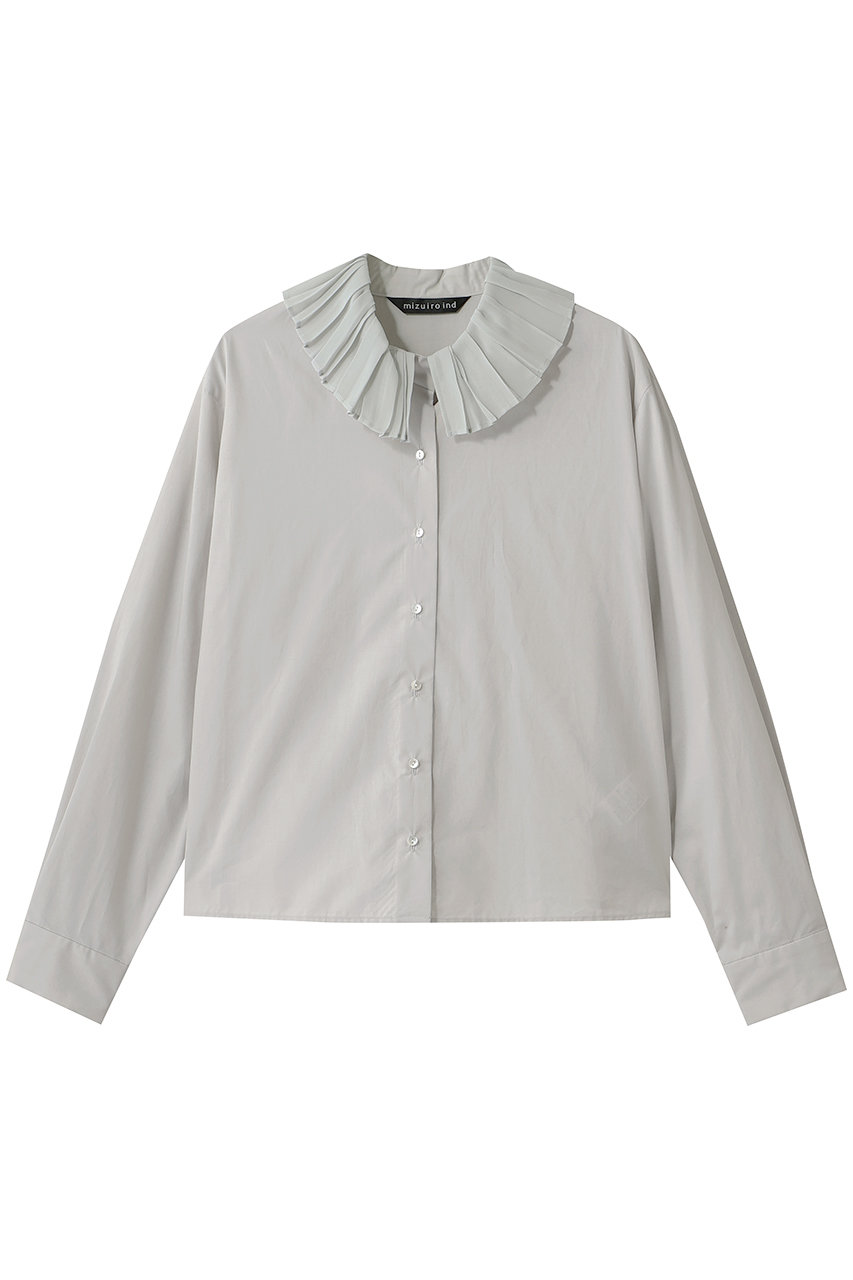 ミズイロインド/mizuiro indのpleats collar shirt シャツ(l.gray/3-230124)