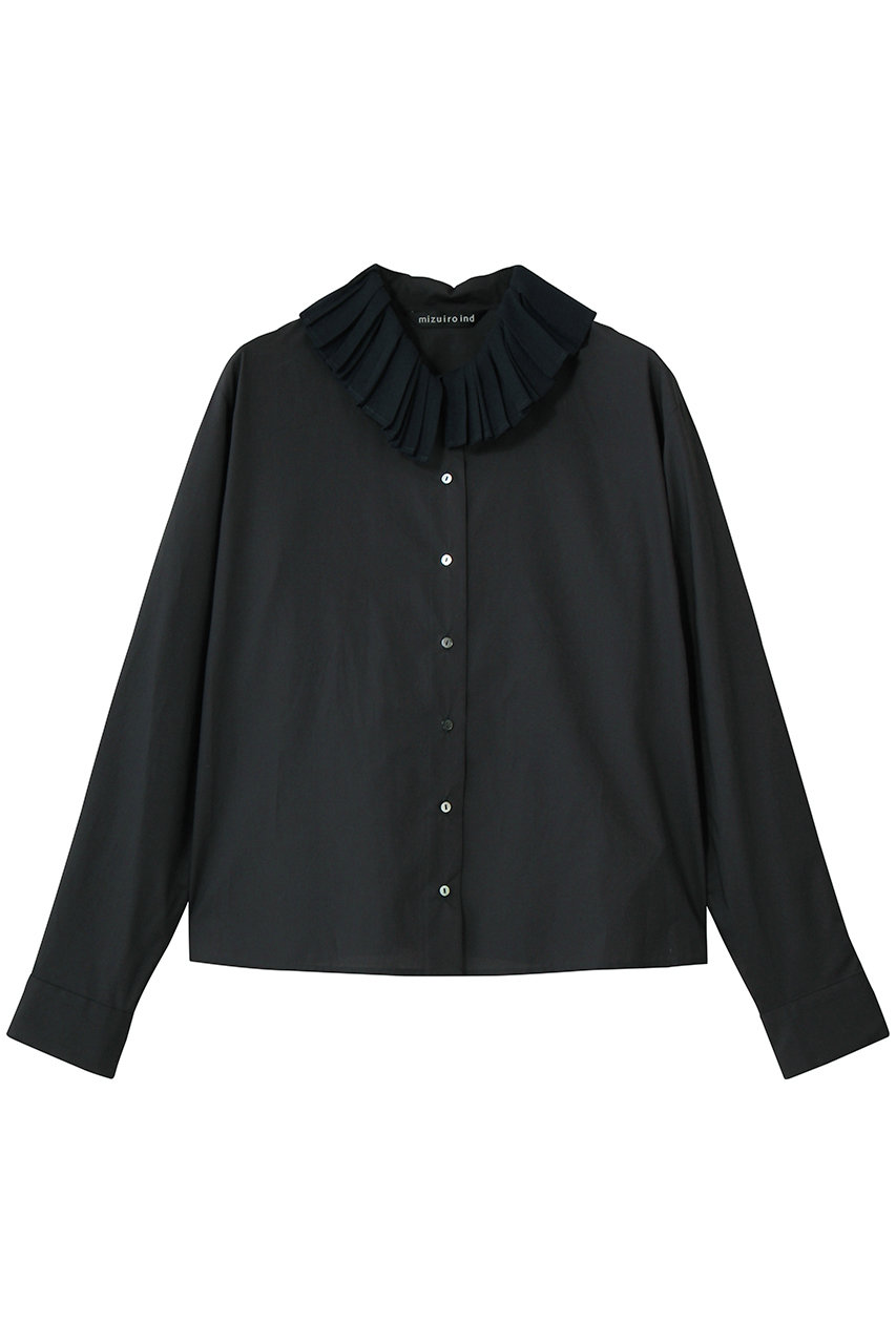 ミズイロインド/mizuiro indのpleats collar shirt シャツ(navy/3-230124)