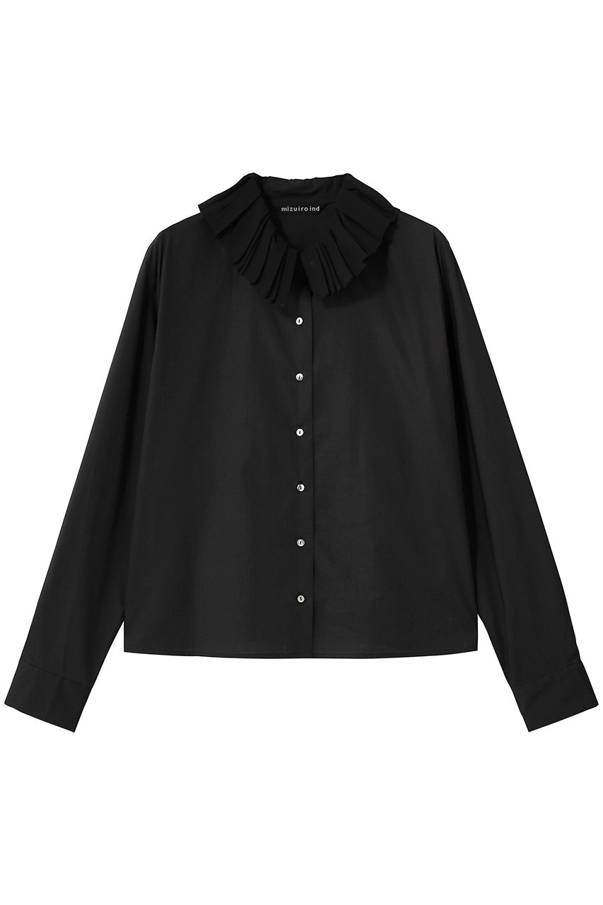 ミズイロインド/mizuiro indのpleats collar shirt シャツ(black/3-230124)