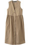 V neck waist gather jilt ジレ ミズイロインド/mizuiro ind beige