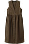 V neck waist gather jilt ジレ ミズイロインド/mizuiro ind brown