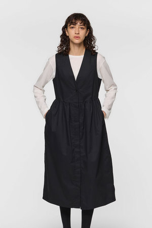 ミズイロインド/mizuiro indのV neck waist gather jilt ジレ(110800/110806)