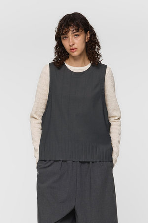 ミズイロインド/mizuiro indのpleats hem short vest ベスト(110300/110301)