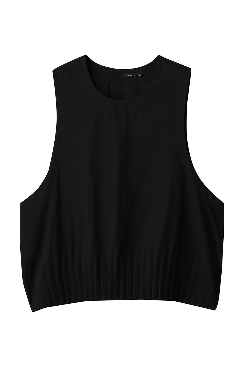 ミズイロインド/mizuiro indのpleats hem short vest ベスト(black/3-230123)