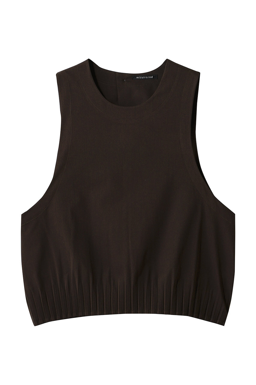 ミズイロインド/mizuiro indのpleats hem short vest ベスト(brown/3-230123)