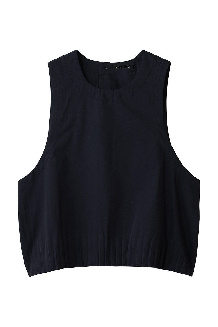 ミズイロインド/mizuiro indのpleats hem short vest ベスト(navy/3-230123)