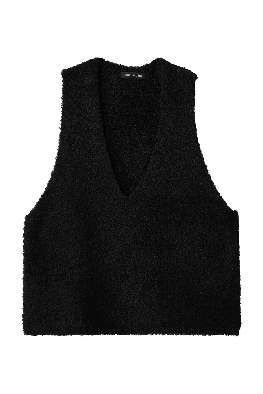 ミズイロインド/mizuiro indのhairy yarn V neck P/O プルオーバー(black/3-220159)
