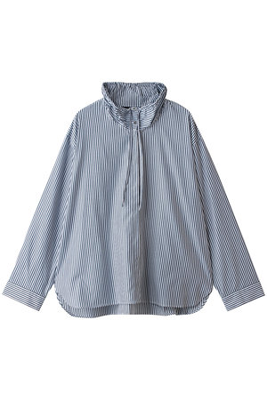 ミズイロインド/mizuiro indのstripe gather neck shirt シャツ(110400/110403)