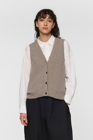 ミズイロインド/mizuiro indのslub like V neck vest ベスト(110300/110301)