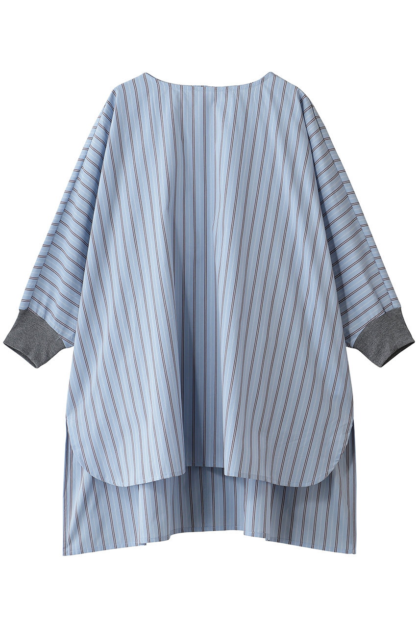 ミズイロインド/mizuiro indのstripe cocoon P/O プルオーバー(l.blue/3-230130)