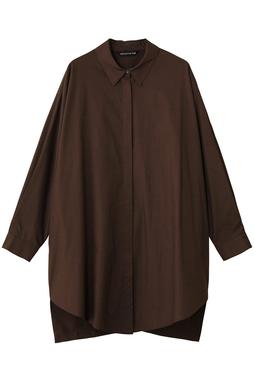 ミズイロインド/mizuiro indのbox cut shirt シャツ(brown/3-230149)