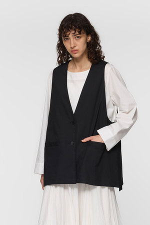 ミズイロインド/mizuiro indのdeep V neck wide vest ベスト(110800/110806)
