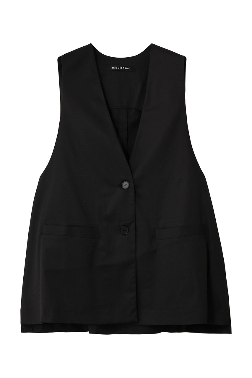 ミズイロインド/mizuiro indのdeep V neck wide vest ベスト(black/3-230144)