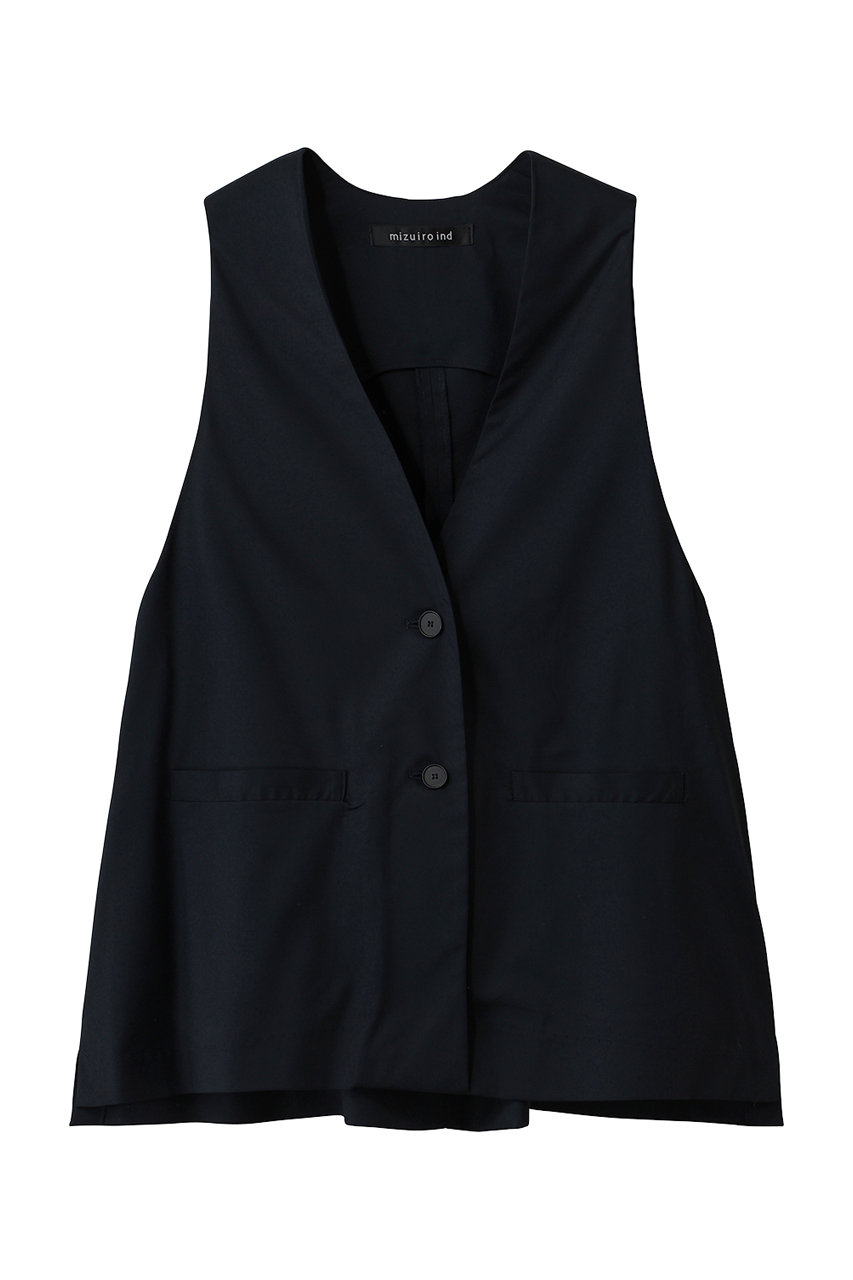 ミズイロインド/mizuiro indのdeep V neck wide vest ベスト(navy/3-230144)