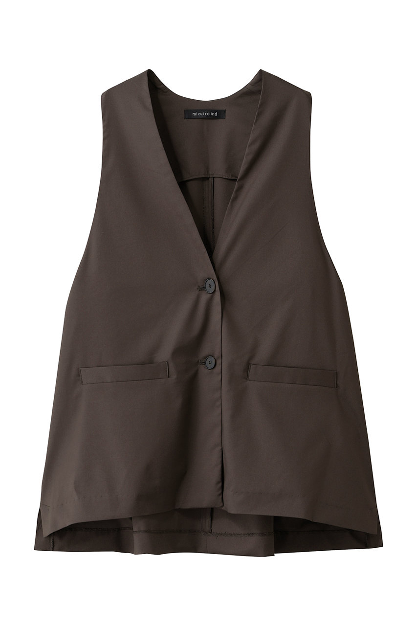 mizuiro ind deep V neck wide vest ベスト (brown, F) ミズイロインド ELLE SHOP