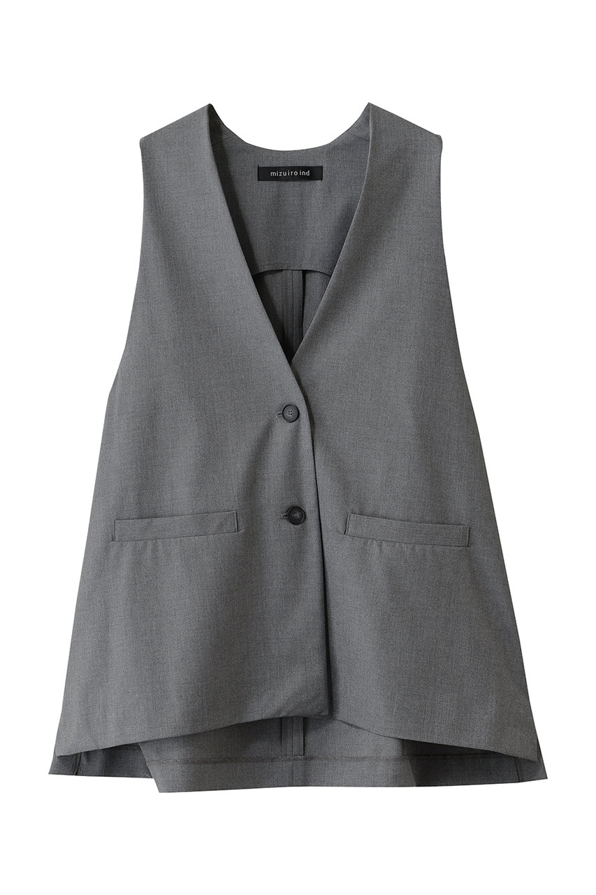 mizuiro ind deep V neck wide vest ベスト (grayA, F) ミズイロインド ELLE SHOP