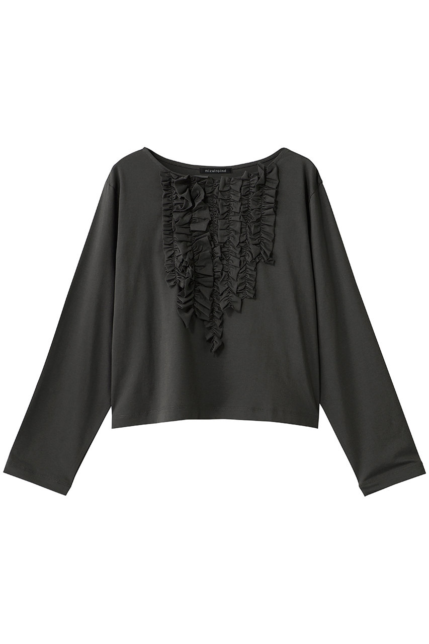 ミズイロインド/mizuiro indのfrill P/O T Tシャツ(gray/3-210074)