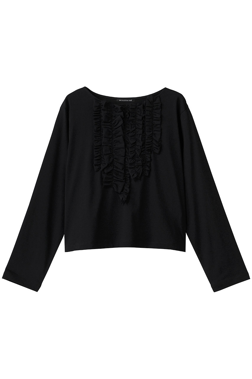 ミズイロインド/mizuiro indのfrill P/O T Tシャツ(black/3-210074)