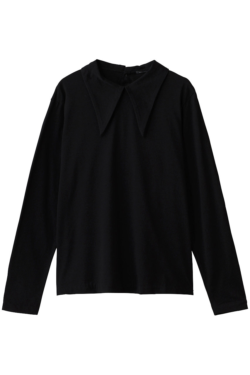 ミズイロインド/mizuiro indのlong colalr long slv P/O プルオーバー(black/3-210072)