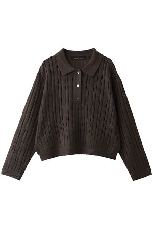 ミズイロインド/mizuiro indのfoil printing mesh polo knit ニット(110300/110301)
