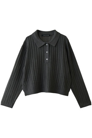 ミズイロインド/mizuiro indのfoil printing mesh polo knit ニット(110300/110301)