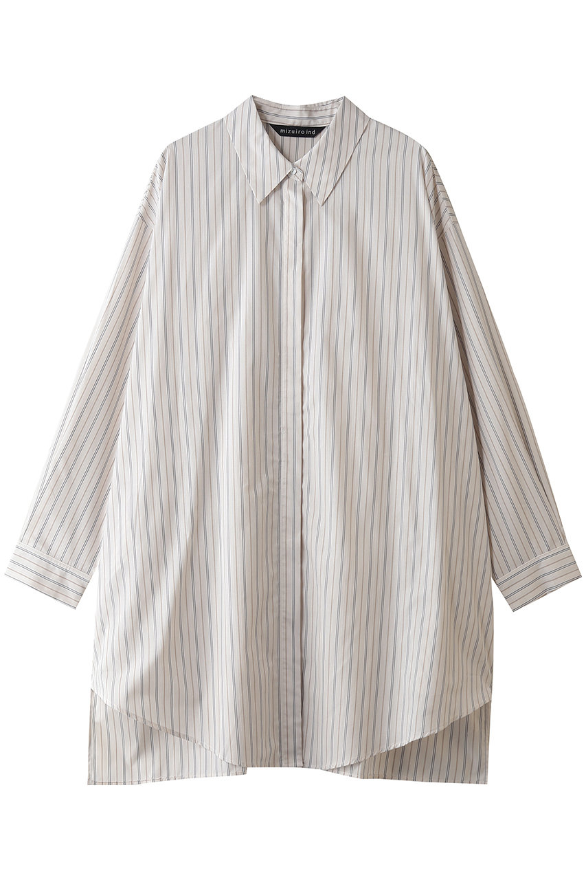 ミズイロインド/mizuiro indのstripe box cut shirt シャツ(ivory/3-230145)
