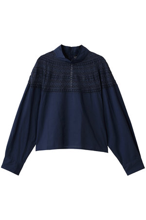ミズイロインド/mizuiro indのlace yoke high neck shirt シャツ(110400/110403)