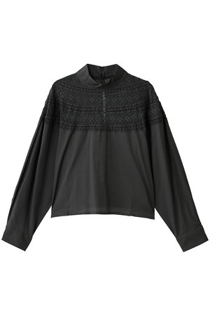 ミズイロインド/mizuiro indのlace yoke high neck shirt シャツ(110400/110403)