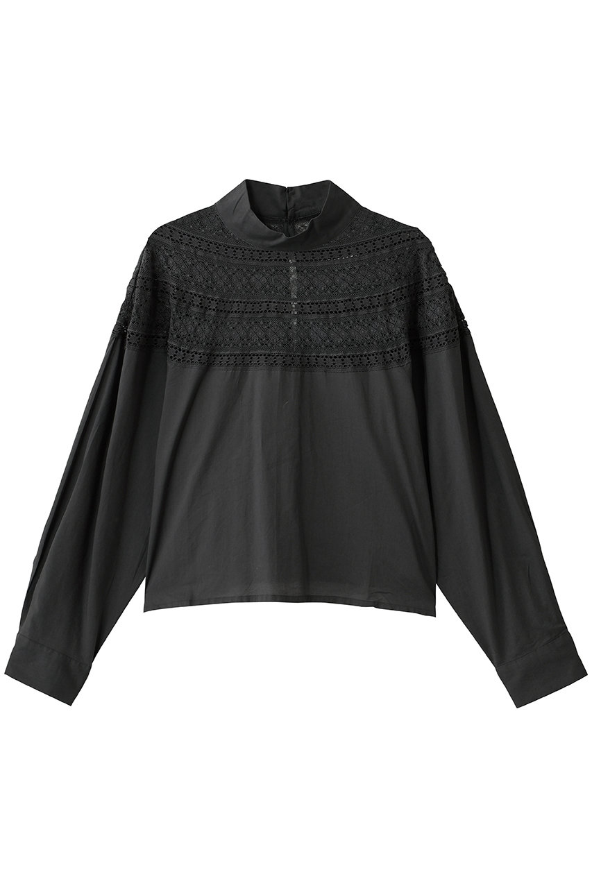 ミズイロインド/mizuiro indのlace yoke high neck shirt シャツ(c.gray/3-230122)