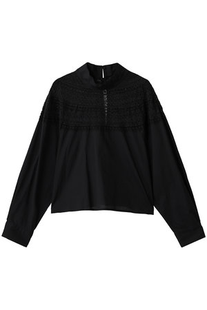 ミズイロインド/mizuiro indのlace yoke high neck shirt シャツ(110400/110403)