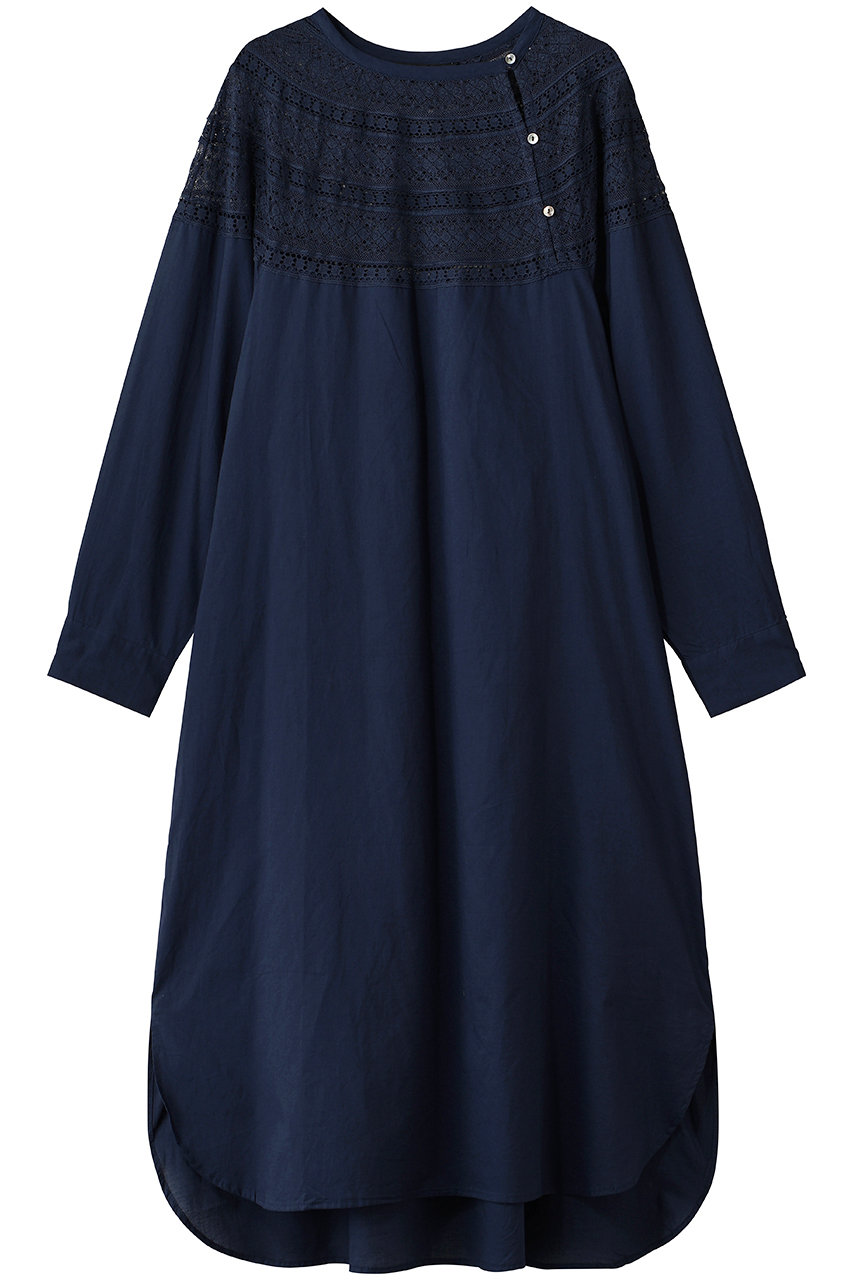 ミズイロインド/mizuiro indのlace yoke OP ワンピース(navy/3-250075)