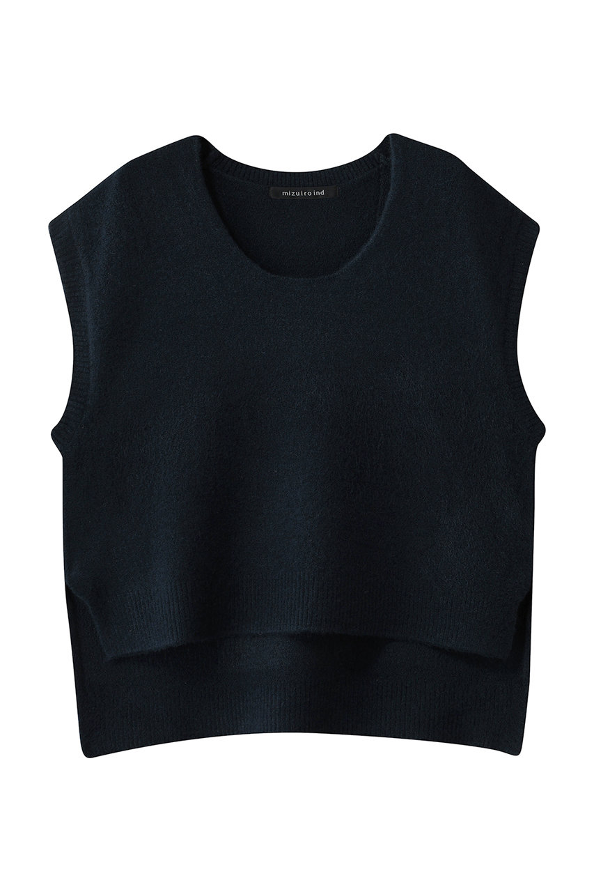 mizuiro ind U neck vest ベスト (navy, F) ミズイロインド ELLE SHOP