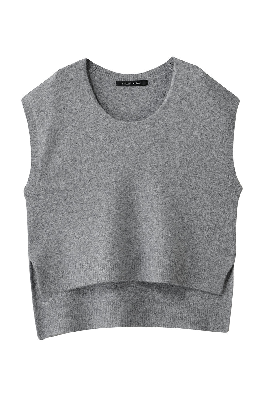 mizuiro ind U neck vest ベスト (gray, F) ミズイロインド ELLE SHOP