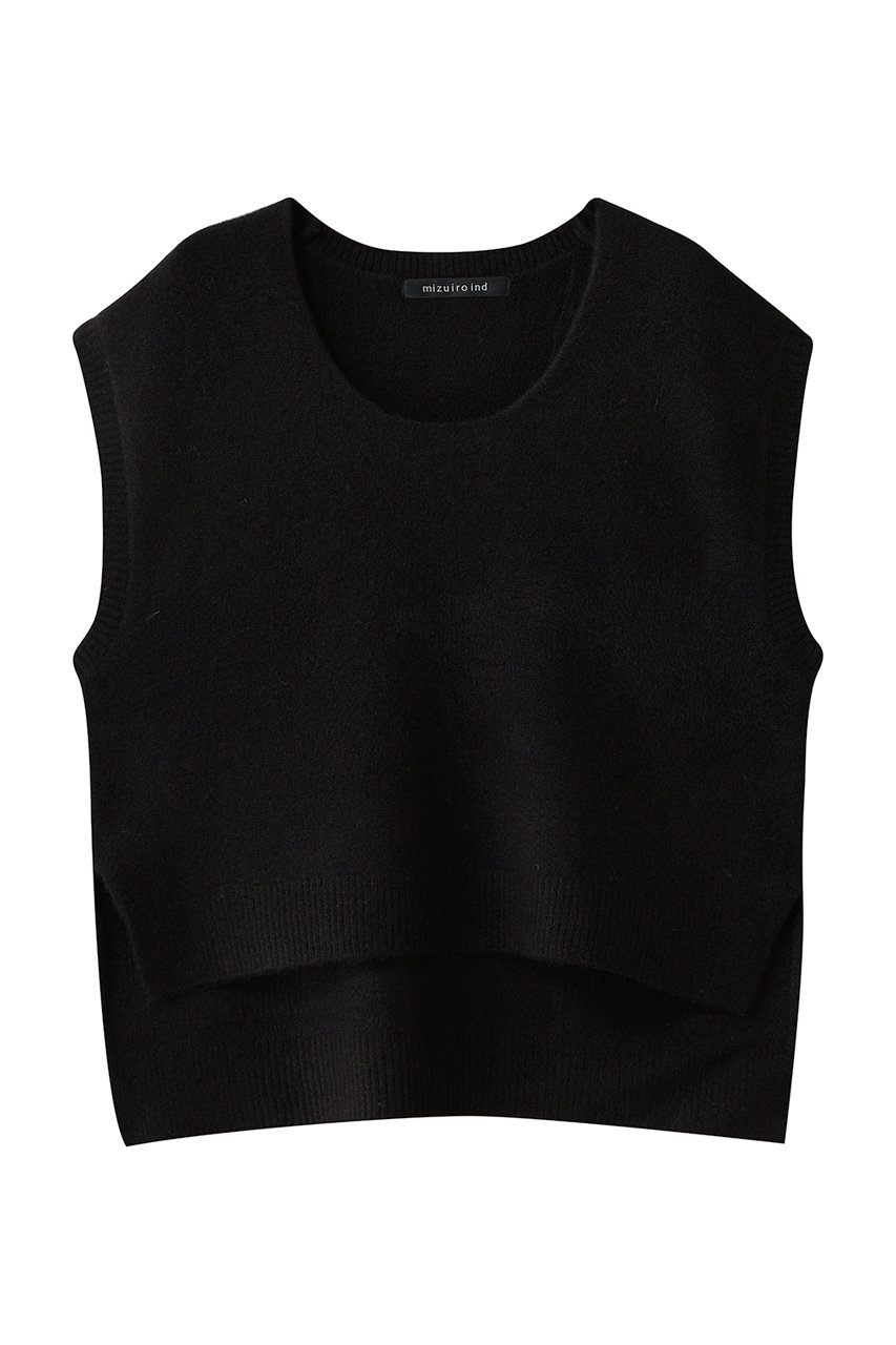 mizuiro ind U neck vest ベスト (black, F) ミズイロインド ELLE SHOP