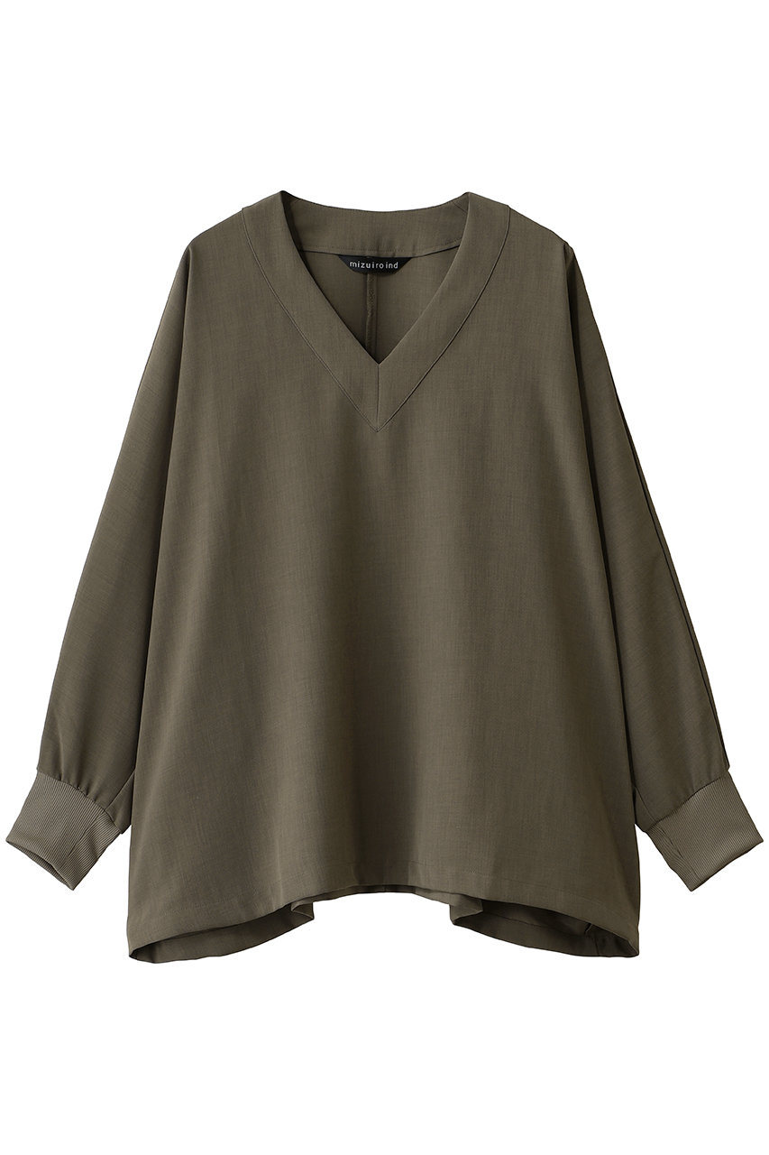 mizuiro ind V neck dolman P/O プルオーバー (khaki, F) ミズイロインド ELLE SHOP