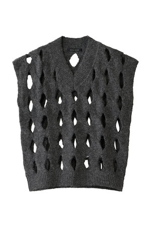 ミズイロインド/mizuiro indのcable V neck vest ベスト(110300/110301)