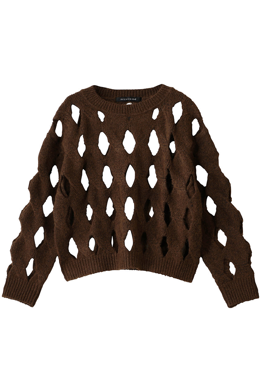 mizuiro ind cable crew neck P/O プルオーバー (brown, F) ミズイロインド ELLE SHOP