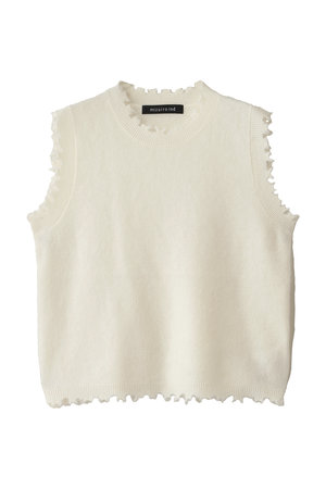 ミズイロインド/mizuiro indのrip damage crew neck vest ベスト(110300/110301)