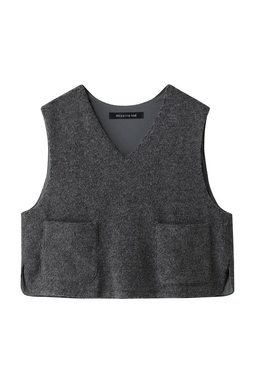 mizuiro ind boa vest ベスト (gray, F) ミズイロインド ELLE SHOP