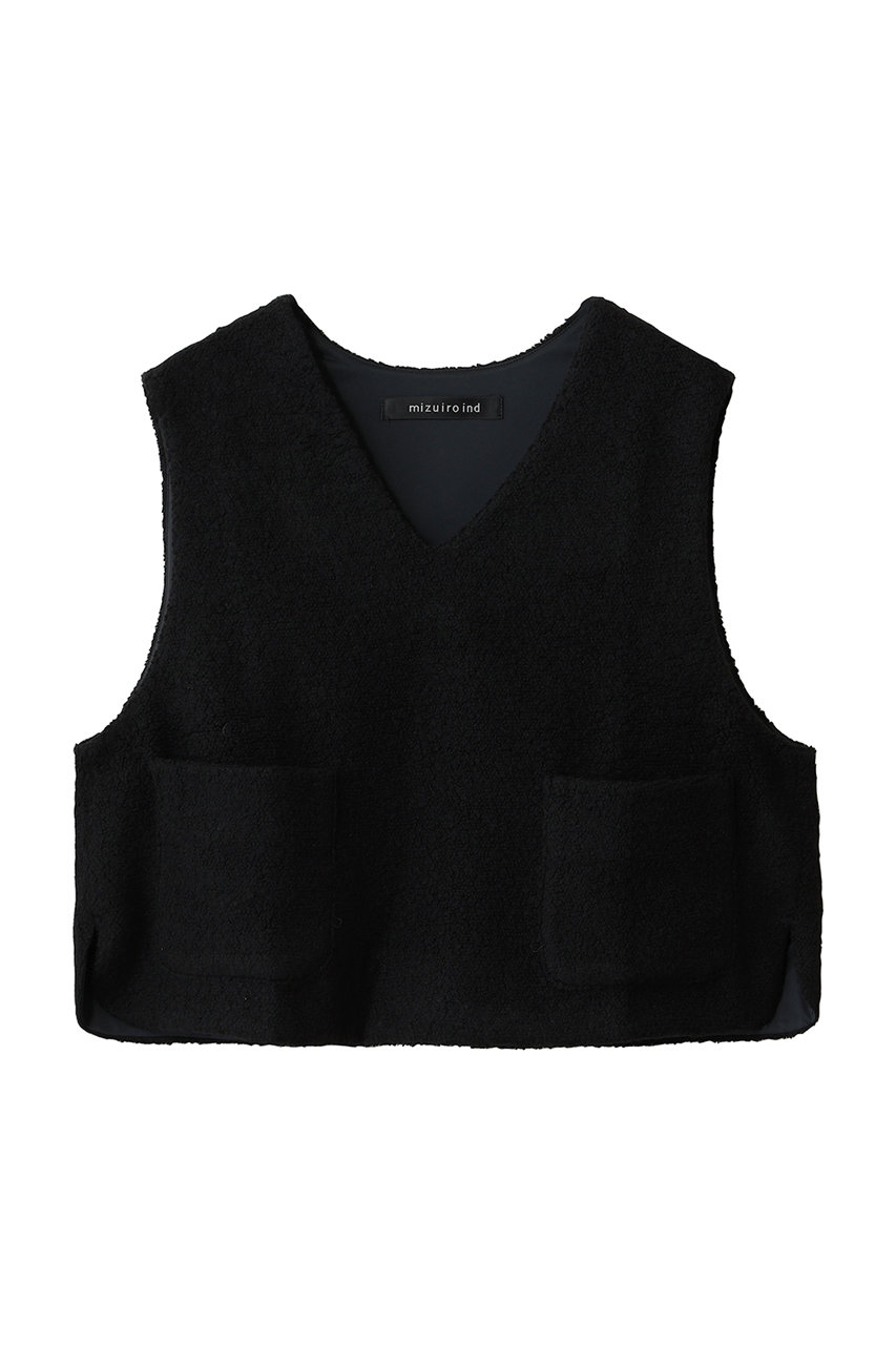 mizuiro ind boa vest ベスト (black, F) ミズイロインド ELLE SHOP
